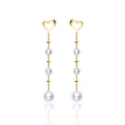 Heart Tincup Freshwater Pearl Earrings