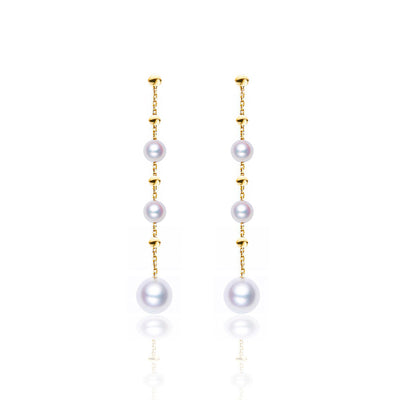 Pearl and Gold Ball Freshwater Pearl Earrings