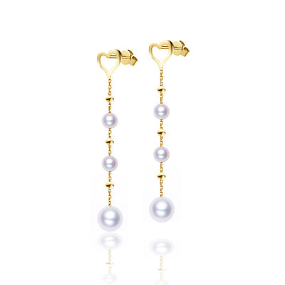 Heart Tincup Freshwater Pearl Earrings