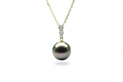 Graduated Diamond Black Pearl Pendant-Kyllonen