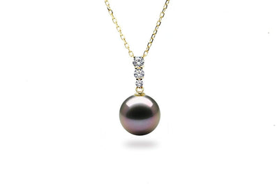 Graduated Diamond Black Pearl Pendant-Kyllonen