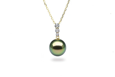 Graduated Diamond Black Pearl Pendant-Kyllonen