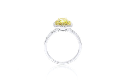 1ct Double Halo Natural Yellow Diamond Ring-Kyllonen