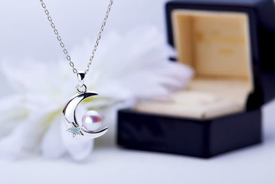 Crescent Moon Pearl Silver Pendant