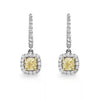 Yellow Diamond Halo Hook Earrings