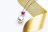 Heart Shaped Ruby Pearl Pendant-Kyllonen