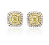 Double Halo Yellow Diamond Earrings